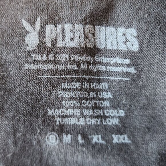 Playboy X Pleasures Playboy Bunny Logo Neon Graphic Black T-Shirt Mens Small - Picture 5 of 5